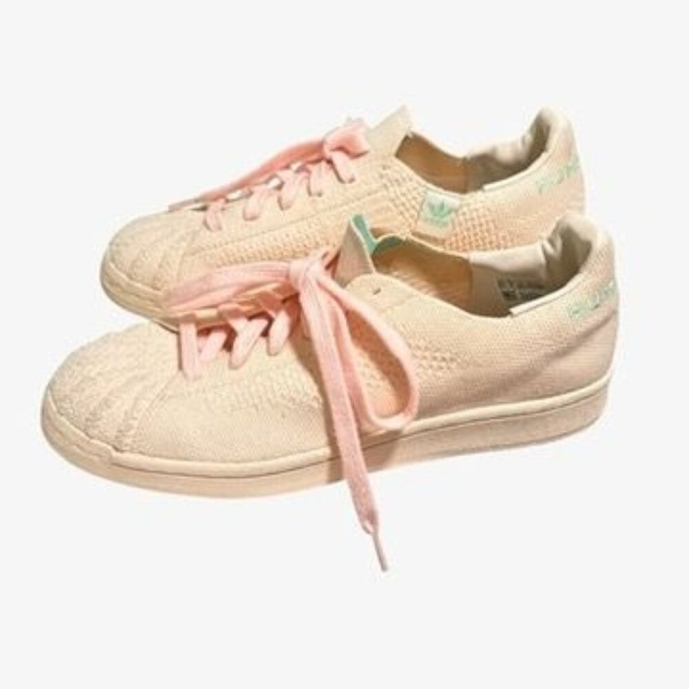 Adidas x PHARRELL Superstar Primeknit Sneakers Cream Pink M 6.5 W 8.5 Retro